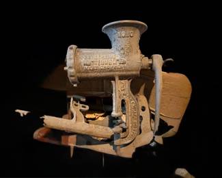 Antique Enterprise No.10 Tinned Meat Chopper Grinder Metal Wood Handle Phila USA