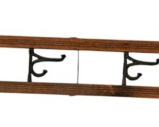 Vintage Wooden Wall Hook Rail with Cast Metal Hooks