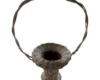 Vintage Victorian Gravesite Funeral Wicker Basket Handle