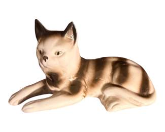 Vintage Gray Striped Cat Porcelain Figurine German Democratic Republic GDR ‘40s