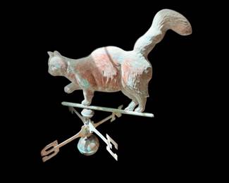 Vintage copper cat weather vane