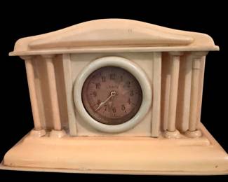 Vintage Liberty German Clock Celluloid Temple Columns Mantle Desk