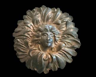 Antique Art Nouveau silver tone daisy flower w fairy angel hat pin