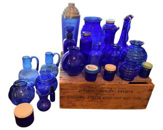Lots of blue glass