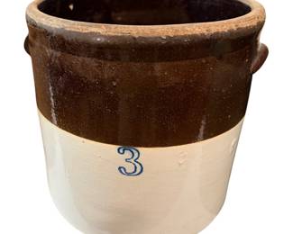 3 gallon brown and white crocK