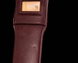 vintage Frederick Post Co. Versalog 1460 bamboo slide rule made in Japan by Hemmi, housed in its original brown leather carrying case