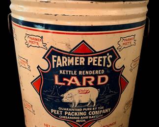 Farmer Peets Kettle Rendered Lard Advertising Tin