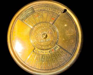 Vintage Brass 50 Year Perpetual Desk Calendar 1985-2034 Paperweight