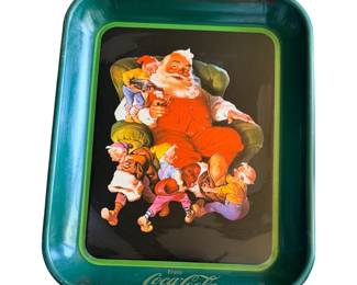 VTG 1982 Coca-Cola Santa Claus Christmas Collectible Tin Serving Style Tray