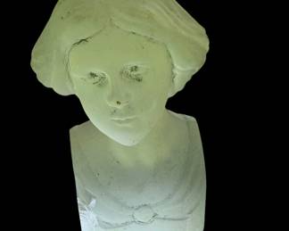 Frosted glass bust of a young woman in Art Nouveau style