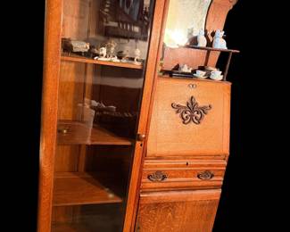 Antique American Oak Larkin Desk / China Cabinet / Hutch, Circa 1890