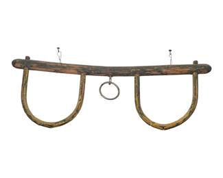 Antique Calf Oxen Yoke - weathered, hand hewn, hand forged