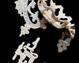 Vintage Cast Iron Wall Sconce for Oil Lamp White Marked JM 12 No Wall Bracket/pair