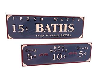 Metal bathroom signs