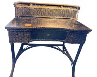 Antique Karpen wicker desk