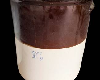 Large Stoneware Crock 10 Brown & White