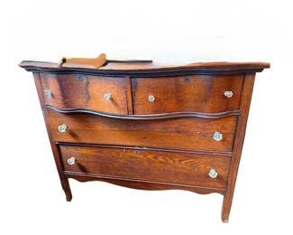 Oak chest or low boy with serpentine front