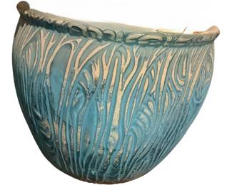 Art Pottery Planter Deeply Etched/carved