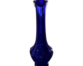 Vtg. Cobalt Blue Art Deco Paneled Glass Bud Vase 1940's Ribbed Edges