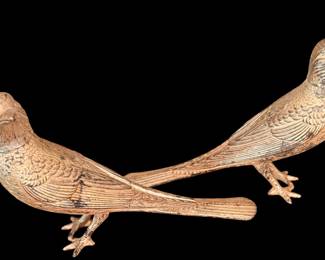 Vintage Metal Bird Salt and Pepper Shaker Set- 6" Long- Robin, Blue Jay