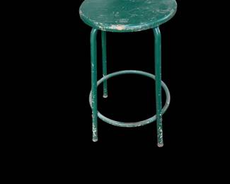 Vintage green metal stool