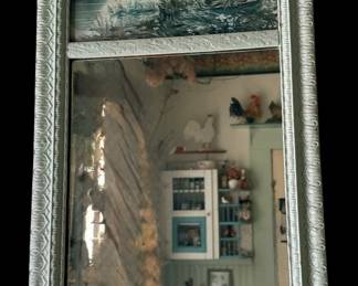 Vintage mirror with duck hunting scene