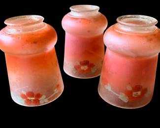 VINTAGE REVERSE PAINTED SATIN GLASS LAMP SHADES 3