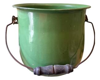 Vintage grain enamelware bucket with handle