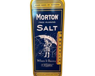 VINTAGE ADVERTISING SIGN MORTON SALT METAL STORE WALL DEALER THERMOMETER