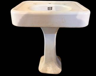 Cast Iron Pedestal Sink Vintage with hardware