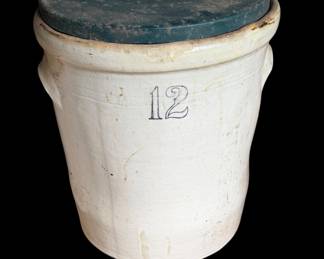 Antique 12 gallon stoneware salt crocK