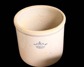 Vintage 2 Gallon Blue Crown Crock ROBINSON RANSBOTTOM Stoneware Salt Crock