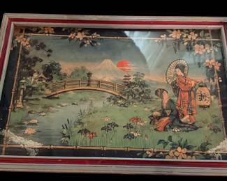 1914 glass covered lithograph serving tray.