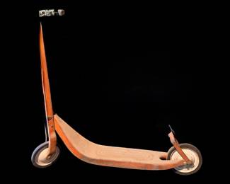 Vintage 1950's Metal Foot Push Scooter With Stand, Break and Rubber Tires