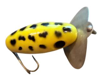 Vintage Fred Arbogast Jitterbug Frog Lure, Yellow Metal Spoonbill