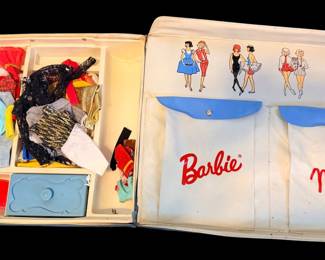 Vintage 1963 Barbie And Midge Doll Case Blue Vinyl Wardrobe Trunk Mattel