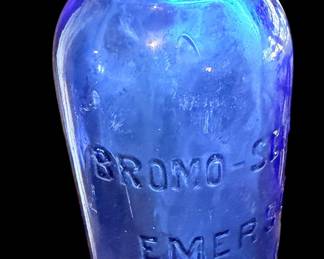 Vintage Bromo-Seltzer Cobalt Blue Medicine Bottle 4" Emerson Drug Co. Baltimore