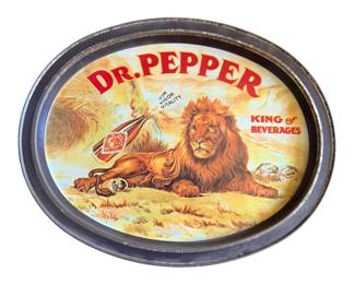 Vintage Dr Pepper Lion King Of Beverages Metal Tray 14.5x11.5”