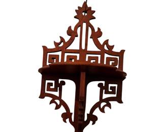 Handmade Mahogany Victorian Fretwork Wall Shelf