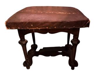Antique Leather Footstool/ dressing bench