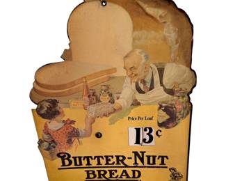 VTG 1920S-30S BUTTERNUT BREAD GROCERY STORE CARDBOARD ADVERTISING WHEEL