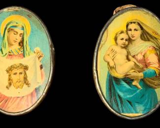 Vintage Framed Miniature Art: Raphael's Sistine Madonna. Miniature Veil of Veronica Holy Face of Jesus AD Rahn
