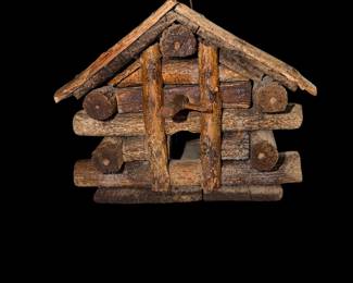 Handmade antique log cabin birdhouse