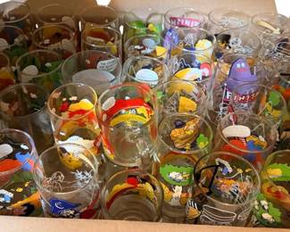 Collection of McDonald’s, Hardee’s cartoon glasses