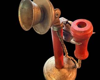 Vintage toy Red Kellogg candlestick phone