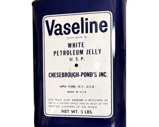 Vintage VASELINE WHITE PETROLEUM JELLY 5 LBS Tin Can Chesebrough Mfg Co New York