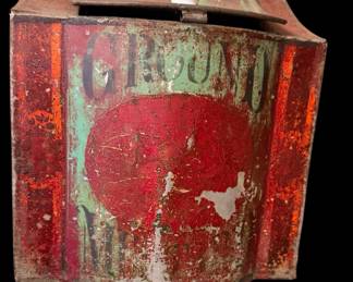 Antique 19th Century Tin Toleware Storage Container Ground mustard