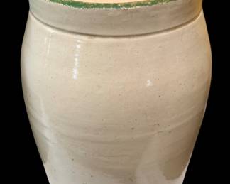 Antique Early 20th Century American Stoneware Pickle Crock With Lid