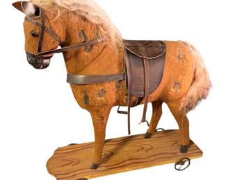 Antique Mohair Horse pull toy