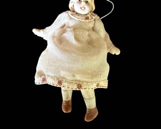 Vintage Antique German Bisque Doll Dollhouse Mini Miniature Porcelain Face Hands Boots Moving Legs